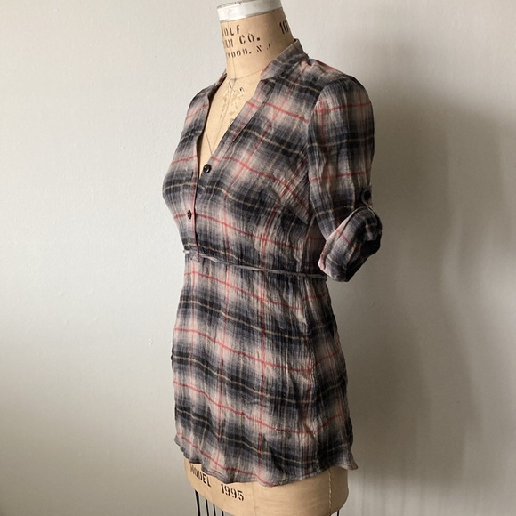 Anthropology Odille plaid tunic - Grey - sz 4  ( XS/S ) - Picture 2 of 6